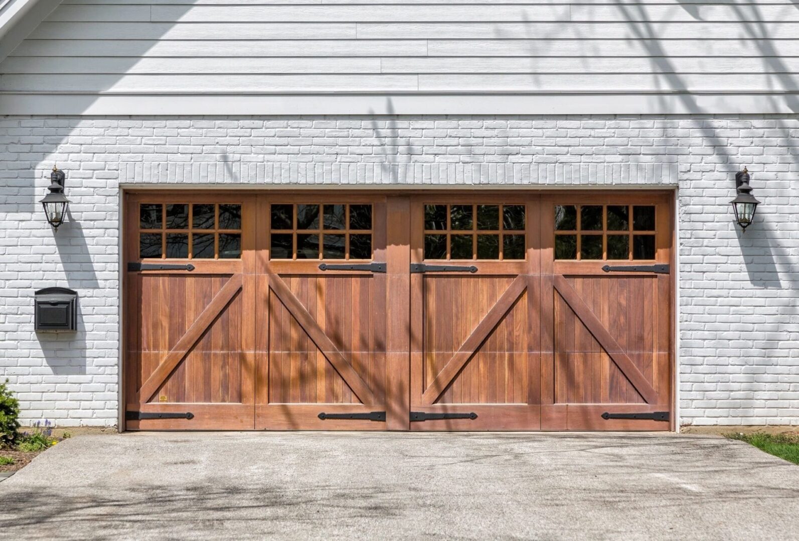 A garage door that has been opened up.